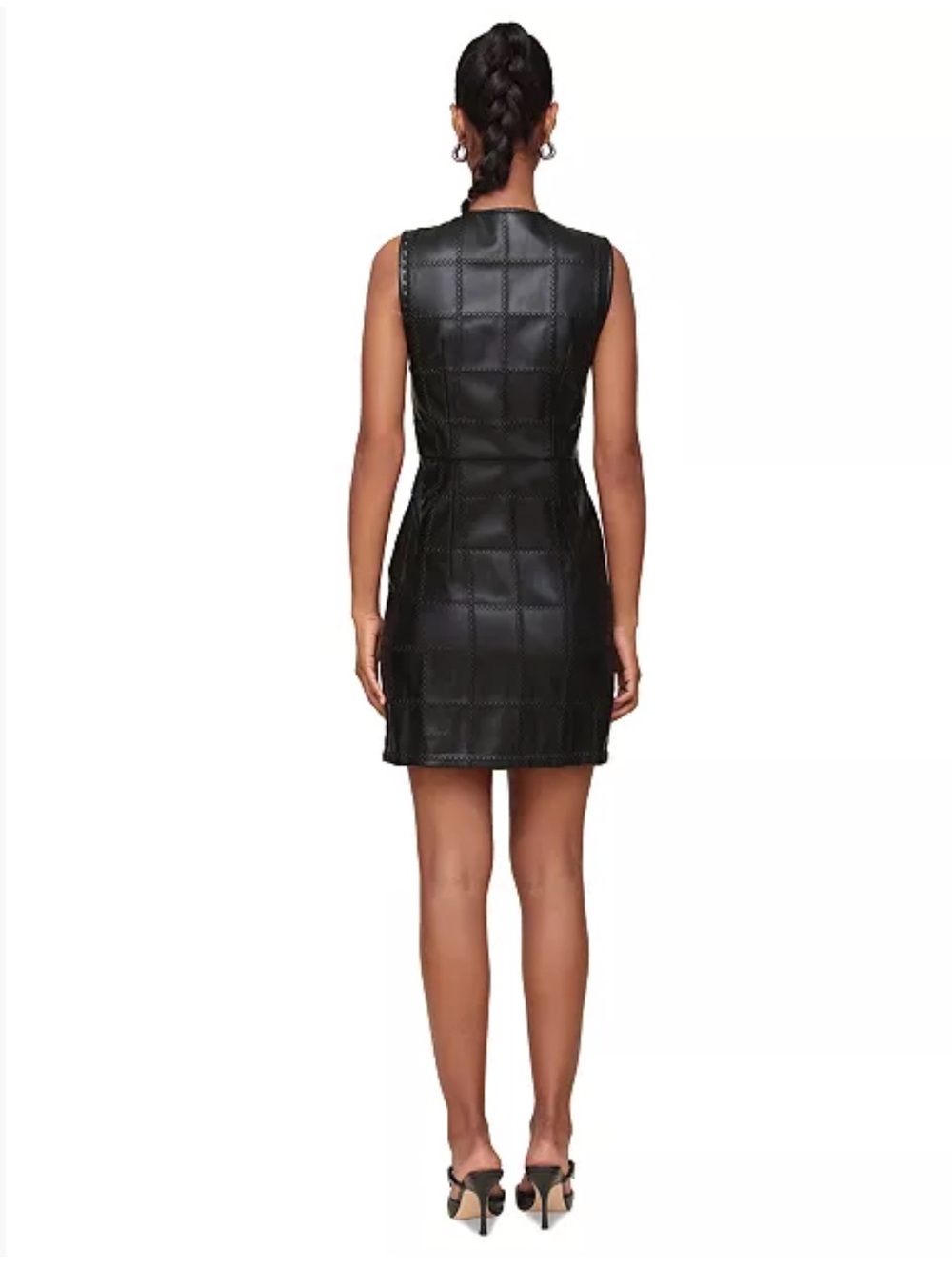 Avec Les Filles Seamed Faux Leather Minidress in Black - Picture 2 of 7